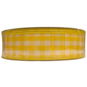 Member's Mark Wired Edge Premium Spring Ribbon, 1.5"W x 50yds - Yellow Check